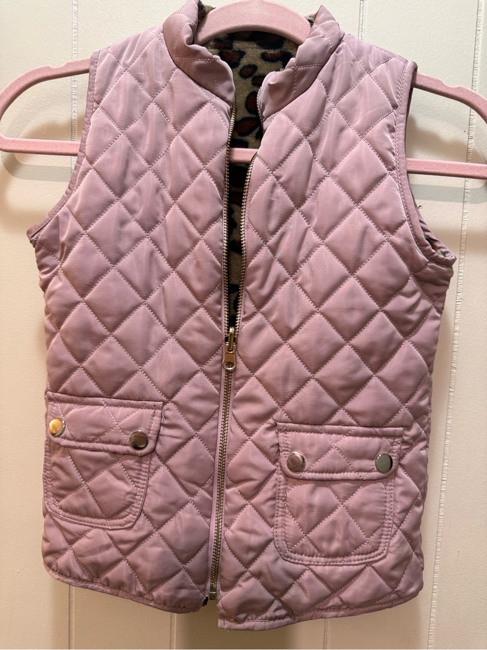 Girls' Quilted Pink Vest Jacket - Sleeveless Zip Front